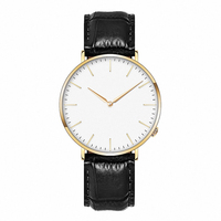 Design minimaliste boîtier en acier inoxydable fin mouvement ronda bracelet en cuir véritable 3ATM montre daniel kendall étanche