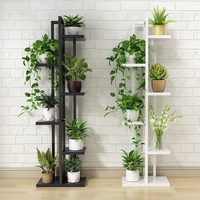 Support pour plantes en bois et en fer multicouches Présentoir à fleurs pour la décoration intérieure Balcon Support pour jardinière en ciment pour le jardin