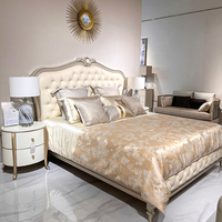 Ensemble de Meubles de Chambre Modernes de Luxe Français, Lit en Bois Massif de Haute Qualité Sculpté à la Main, Design Royal – Tailles King et Queen