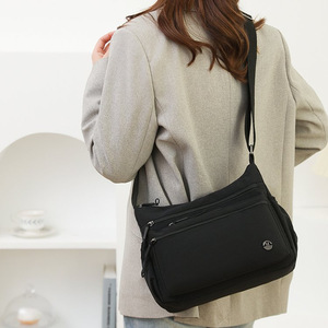 Women's Crossbody Bag Large Capacity Nylon Water Resistant Multi Layer Shoulder Bag For Everyday Use Solid Color Horizontal - Product Image 3