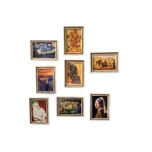 T1382 Resin refrigerator stickers 3D world famous paintings character magnetic stickers popular Commodity