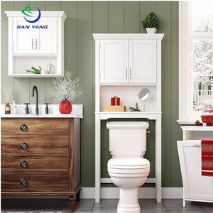 White Shaker Plywood Vanity <strong>Bathroom</strong> Cabinet Wooden <strong>Bathroom</strong> Cabinet Toilet <strong>Tall</strong> <strong>Storage</strong> with Glass Door From China - Product Image 3