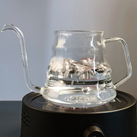 HIGHWIN Bouilloire à café à col de cygne en verre à bec long de 600ml