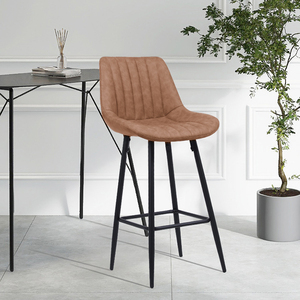 Vintage Luxury Nordic Home Kitchen Modern Brown Nigh <strong>Club</strong> High <strong>Metal</strong> <strong>Chair</strong> Pu Leather Fabric Bar Stools - Product Image 3