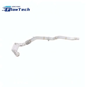 ท่อดาวน์ไปป์ FlowTech T304 สแตนเลสสตีล พร้อมแผ่นกันความร้อน สำหรับ Audi TT TTS MK3 2.0T EA888 - Product Image 1
