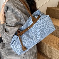 Sac fourre-tout en toile imprimé léopard vintage pour femme, nouvelle collection automne/hiver 2026, sac à main élégant et polyvalent en polyester de luxe