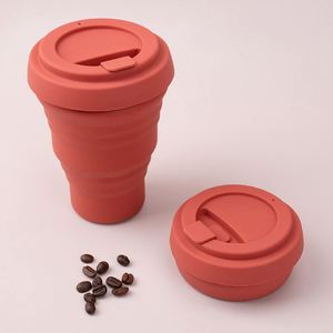 12oz Portable Foldable Silicone Coffee <b>Cup</b>, <b>Reusable</b> BPA-Free Travel Mug with Lid - Product Image 4