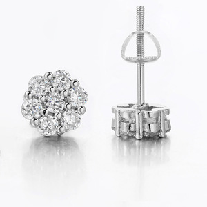 Men's Diamond Stud Earrings <b>Round</b> Brilliant Cut Geometric Design Screw-On Everyday Wear - Product Image 4