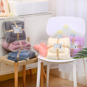 Ensemble de serviettes en polaire corail Carlota, serviettes de bain douces et absorbantes, pour usage domestique, pour adultes et enfants, serviette de plage, 360g, fibre de polyester - Product Image 3