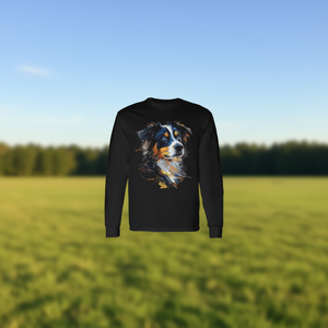 T-shirt à manches longues pour chien berger australien aux yeux bleus, design artistique pour animaux de compagnie - Product Image 3