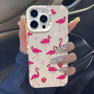 Dễ thương Flamingo in ấn Electroplated bạc Key TPU PC điện thoại di động Bìa trường hợp đối với iPhone 8 XR XS max 11 12 13 14 15 16 17 không khí - Product Image 3