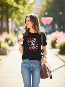 T-Shirt Casual da Donna per San Valentino con Stampa Procione, Manica Corta, Collo Tondo, in Morbido Cotone, Vestibilità Regolare, per Tutte le Stagioni, Uso Quotidiano - Product Image 2