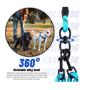 Premium <b>Dual</b> <b>Dog</b> Leash Heavy Duty Double Pet <b>Lead</b> with Shock Absorbing Design Tangle Free Splitter and Reinforced Nylon - Product Image 2