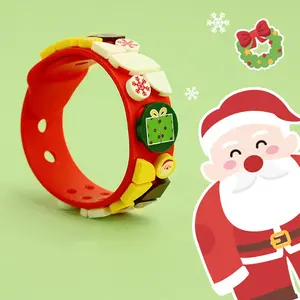 Samtoy Christmas Charm Creative Mini Building Block Wristband Diy Assembly Christmas Bracelet Toy for Kids