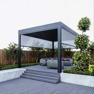 Freestanding Electric Motorized Aluminum Outdoor Bioclimatic Pergola <strong>Retractable</strong> <strong>Roof</strong> Rainproof UV Garden <strong>Gazebo</strong> - Product Image 1