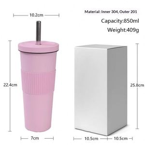 24oz 710ml High Quality BPA FREE Cross-Border 850ml Insulated Stainless Steel Thermal Insulation Tumbler Mug <b>Cup</b> with Straw - Product Image 5
