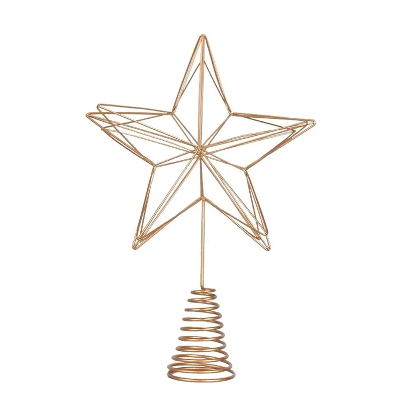 Suppliers Wholesale Cheep Christmas Ornament 25CM Metal Star Tree Topper for Christmas Tree Decorations Hanging Ornament 250mm