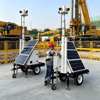 Caméra solaire portable CCTV, remorque à panneaux solaires, remorques de sécurité, remorque à énergie solaire pour la surveillance des chantiers