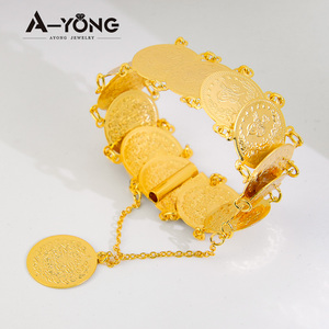 Ban đầu độc đáo 24K mạ vàng Bangles Dubai Arabic thiết kế đồng xu Vòng đeo tay mạ vàng bangles - Product Image 5