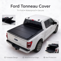 Couverture de benne manuelle en alliage d'aluminium pliable en trois parties de 6 pieds pour Ford F-150 2015-2020 Toyota Tundra 2007-2021 Dodge Ram 1500 Navara NP300