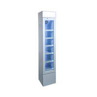 Congélateur vertical mince à refroidissement direct avec compresseur, pour la présentation de glaces et de gâteaux, avec porte vitrée et plateau en marbre