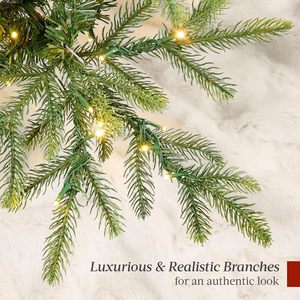 <span class=keywords><strong>Sapin</strong></span> de Noël Artificiel de Luxe en Aspin 7,5 pieds, Prédécoré, Type Noble Fir avec Lumières LED, Support Métallique, Décoration de Fêtes - Product Image 2