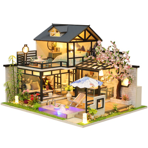 Kit de maison de poupée miniature en bois assemblé à la main, thème boulangerie mignon, avec LED, idéal pour boutique, cadeau parfait - Product Image 1