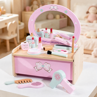Table de maquillage en bois pour enfants, jeu d'imitation, salon de beauté, jouet de maquillage, jeu de rôle, motricité fine, jouet éducatif Montessori, cadeau pour filles