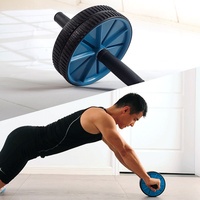 Rouleau d'entraînement abdominal silencieux à double roue en plastique léger et pliable pour débutants, avec emballage de support pour usage domestique pour hommes
