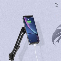 Support de téléphone portable universel portable réglable en hauteur en alliage d'aluminium magnétique noir argenté multifonctionnel