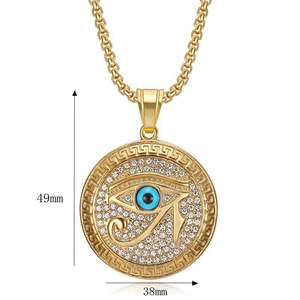 Hip Hop ojo Horus impermeable de acero inoxidable deslustre libre joyería de moda colgante collares 18K chapado en oro hombre - Product Image 4