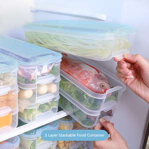 3 gói rõ ràng hình chữ nhật mì hộp lưu trữ thực phẩm nhựa Stackable <span class=keywords><strong>container</strong></span> thực phẩm với nắp cho tủ lạnh - Product Image 4