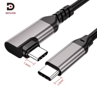 Cable USB 3.1 Tipo C a C en Ángulo Recto DFX de 1M 60W 3A de Carga Rápida con Carcasa Reforzada de PVC SR para Steam Deck y Auriculares VR