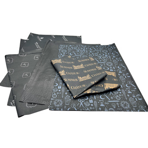 <span class=keywords><strong>Papel</strong></span> de Seda Negro de Lujo para Envolver Regalos, con Impresión de Logotipo de Marca en Dorado, para Ropa - Product Image 6