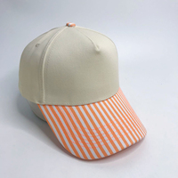 Topi Baseball Dua Warna Polos dengan Bordir Logo Custom, Cetak, Mahkota Solid, Pinggiran Bergaris, Bahan Katun, Model Dad Hat untuk Grosir Custom