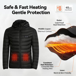 سترة باك كير الكهربائية المدفأة بالريش السوداء معتمدة من CE مع تحكم في درجة الحرارة بثلاثة مستويات مقاومة للرياح دافئة للشتاء - Product Image 2