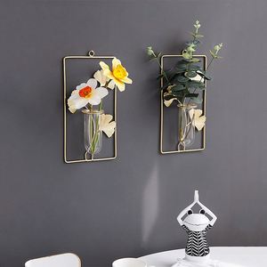 New Product Wall Hanging <b>Clear</b> Glass <b>Vase</b> Metal Hydroponic Flower <b>Vase</b> Home Wall Decoration Ornament Gifts - Product Image 4