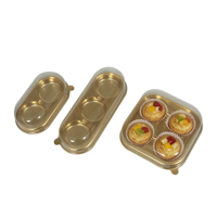2/3/4-delige gebakdozen, bakkerijbenodigdheden, voedselveilige PET, wegwerpbaar, voor Franse fruit-taartjes, gouden plastic verpakking met transparant deksel