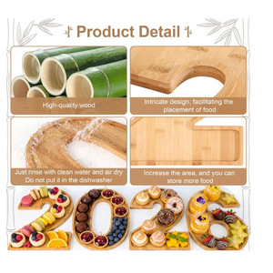 Wooden Digital <b>Tray</b> 20 Number Shape Decorative Serving <b>Tray</b> For Party <b>Snacks</b> Fruit Cheese Display - Product Image 4