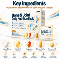 Pack Nutrition Quotidienne pour Articulations et Os, Marque Privée, Calcium, Vitamine D3, K2, Collagène, Glucosamine, Formule Personnalisée OEM ODM