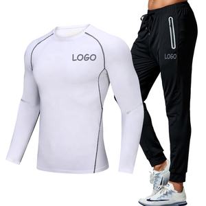 Drops hipping Gym Kleidung Großhandel Custom Logo 2 Stück Set Polyester Fitness T-Shirts Hosen Gym Kleidung für Männer - Product Image 4