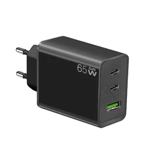 Usb-c超快充电器65W GaN充电器便携式旅行充电器适配器美国英国欧盟苹果笔记本电脑手机插头