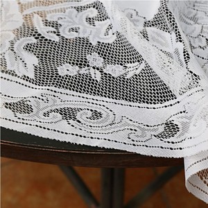 Nappe ronde en dentelle blanche, brodée, en polyester, décoration d'intérieur - Product Image 2