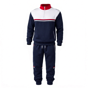 Conjunto Deportivo Color Block con Sudadera de Cierre de Cremallera y Pantalones, Manga Larga, Corte Regular, Otoño, Casual, Transpirable, Poliéster y Algodón - Product Image 1