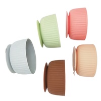 Bol en silicone à rayures pour bébé Vaisselle d'entraînement pour enfants, souple, pliable et antidérapante, personnalisé