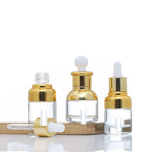 Emballage <span class=keywords><strong>cosmétique</strong></span> 20ml 30ml flacons compte-gouttes d'huile essentielle <span class=keywords><strong>en</strong></span> verre à capuchon doré pour sérum de soin de la peau - Product Image 3