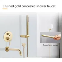 Ensemble de douche à main AMAXO Luxury Gold, robinet de salle de bain en laiton massif avec sortie d'eau sous-marine