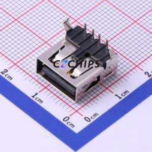 USB-DIP-04F-S1-B1-Y3 USB Connector Bent Lead Through Hole Connector Type-A USB 2.0 Female Right Angle Insert - Product Image 1