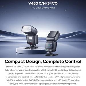 GODOX V480 TTL li-ion แฟลชกล้องหัวกลมสำหรับ Canon/Ni Kon/SO NY/<span class=keywords><strong>Fujifilm</strong></span>/Olympus - Product Image 3