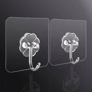 Clear Flower Shape Self-Adhesive Wall <b>Hooks</b> Reusable <b>Plastic</b> <b>Hooks</b> for Bathroom Kitchen Storage - Product Image 3